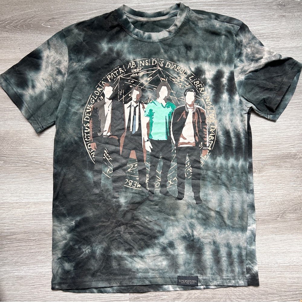 Supernatural Sam Dean Winchester team free will tie dyed t- shirt - size S